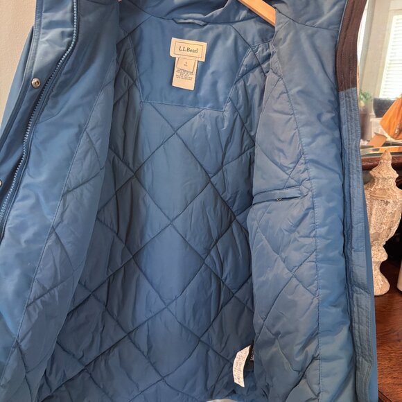 Women’s L.L. Bean Hooded Coat Thinsulate Winter Small 0FJS3 Blue Pockets - Picture 4 of 14